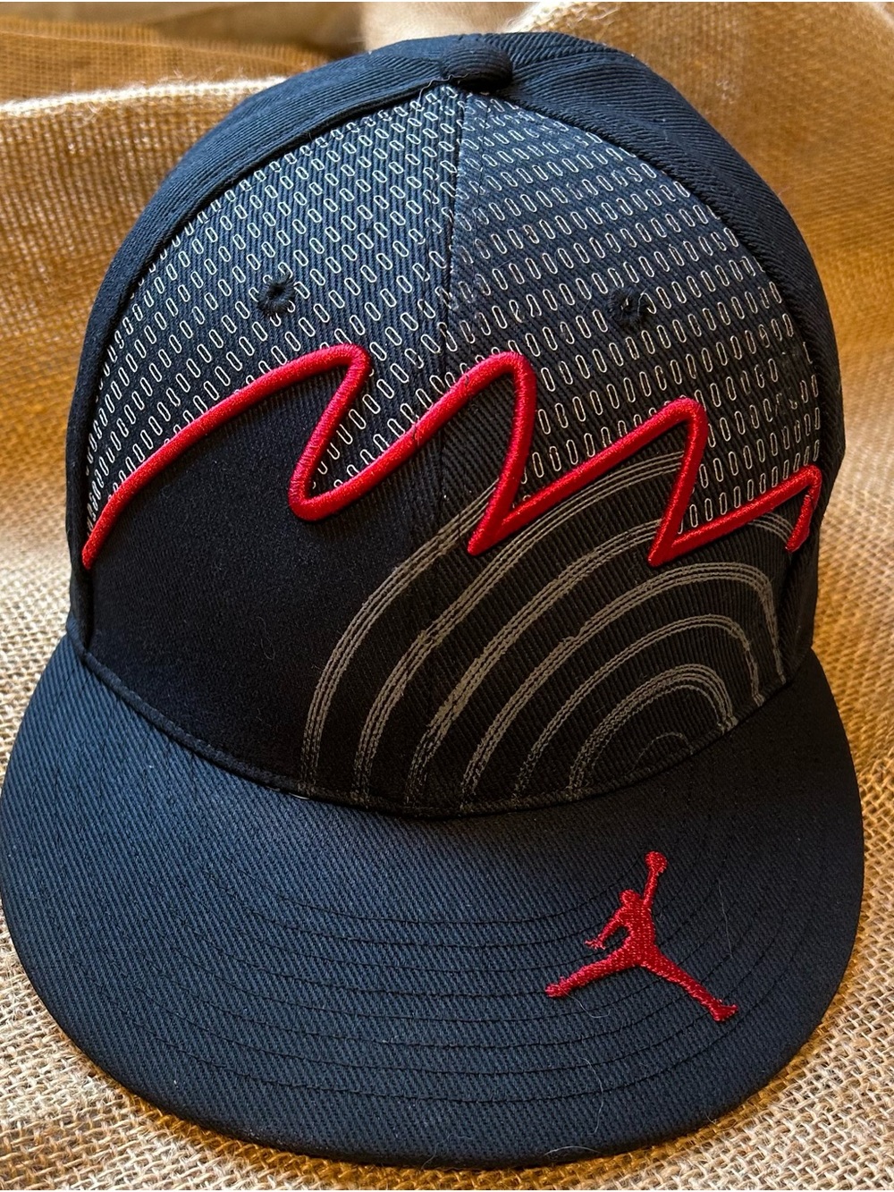 Rare Vintage Air Jordan Black Snapback Cap with Red Embroidered Accents